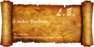 Lacko Borbás névjegykártya